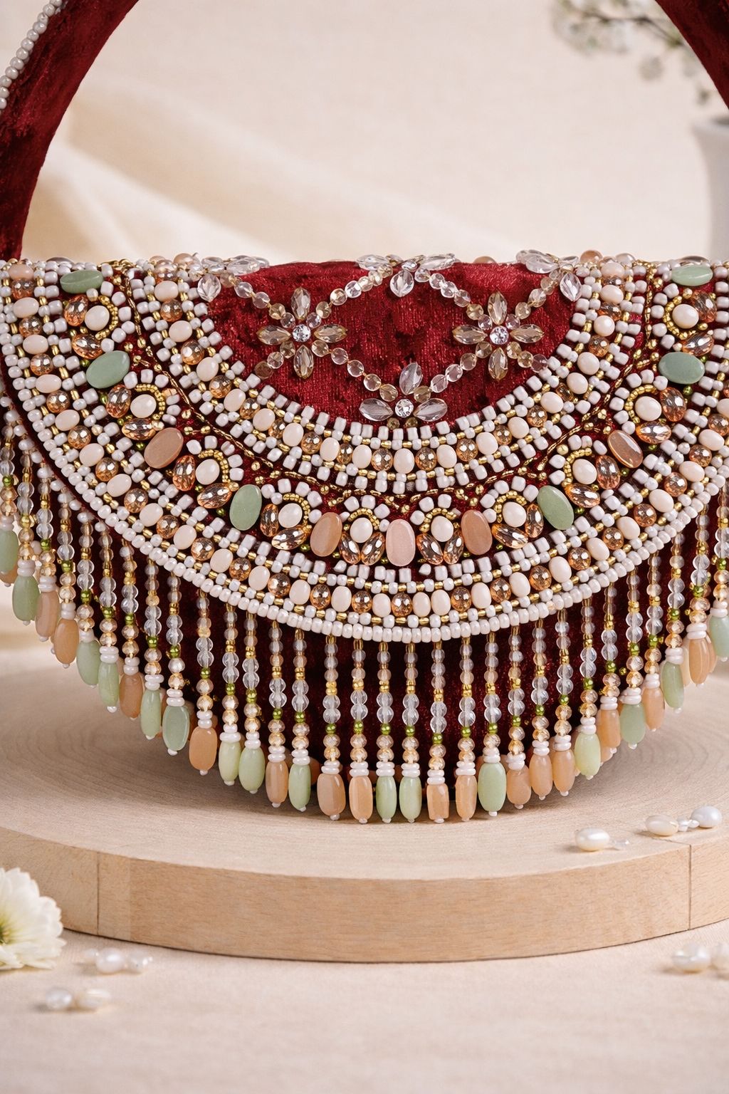 Royal Fringe Half-Moon Handle Clutch