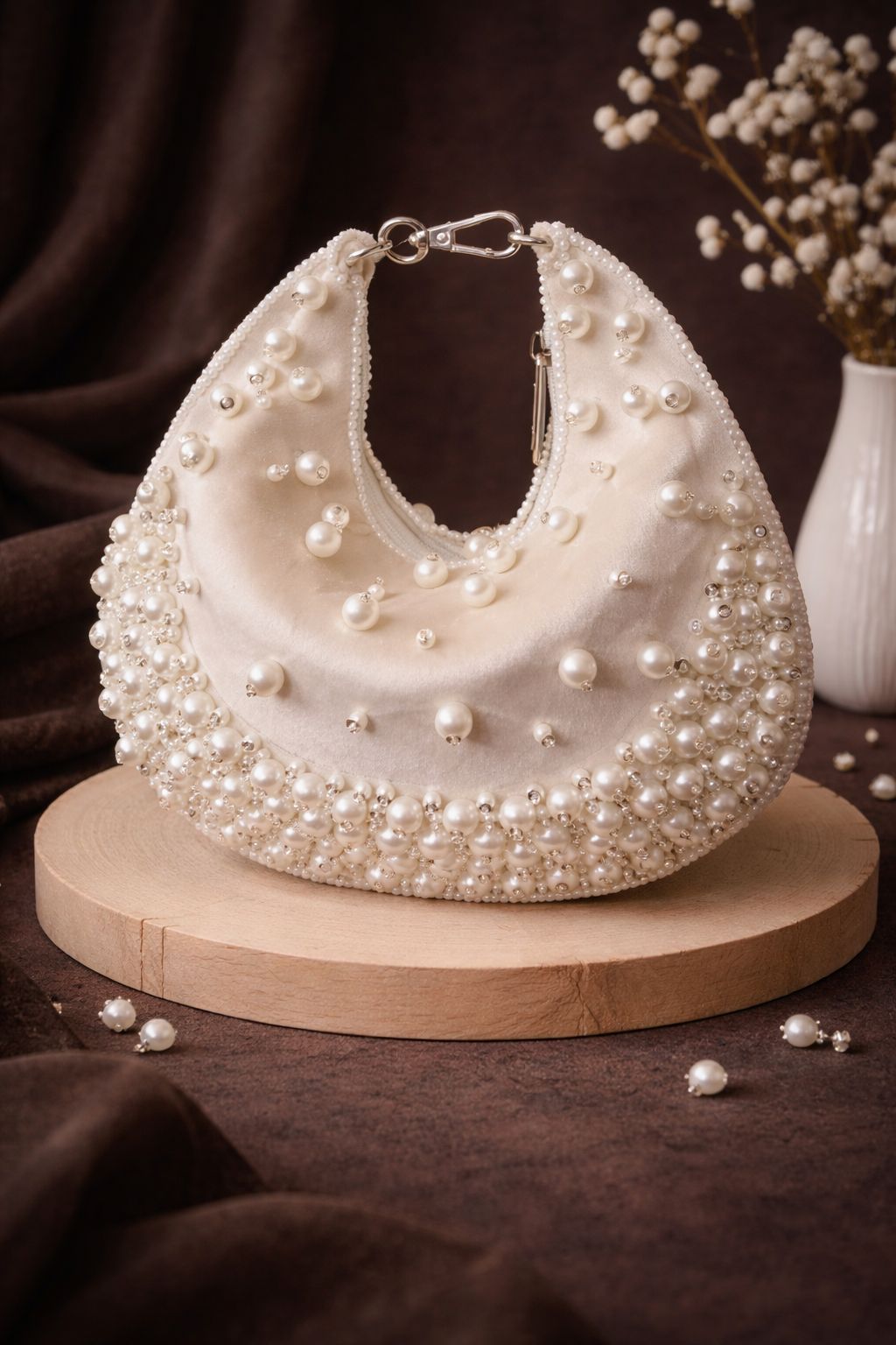Pearl Luxe Half-Moon Handle Bag