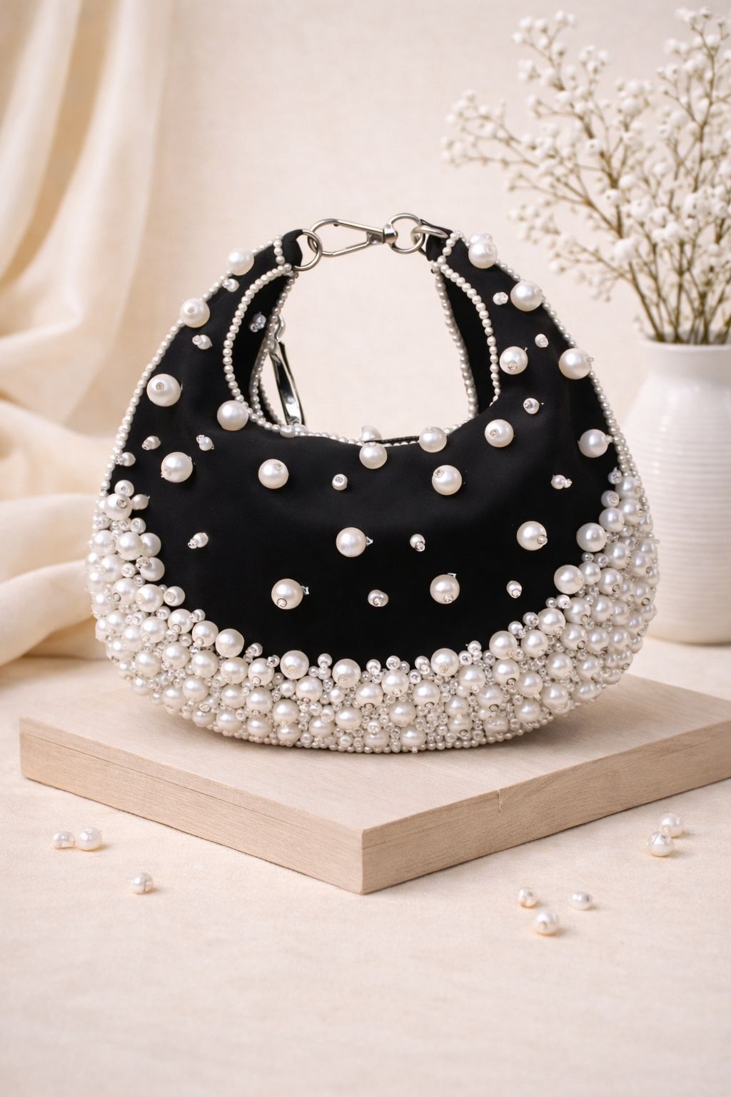 Pearl Luxe Half-Moon Handle Bag