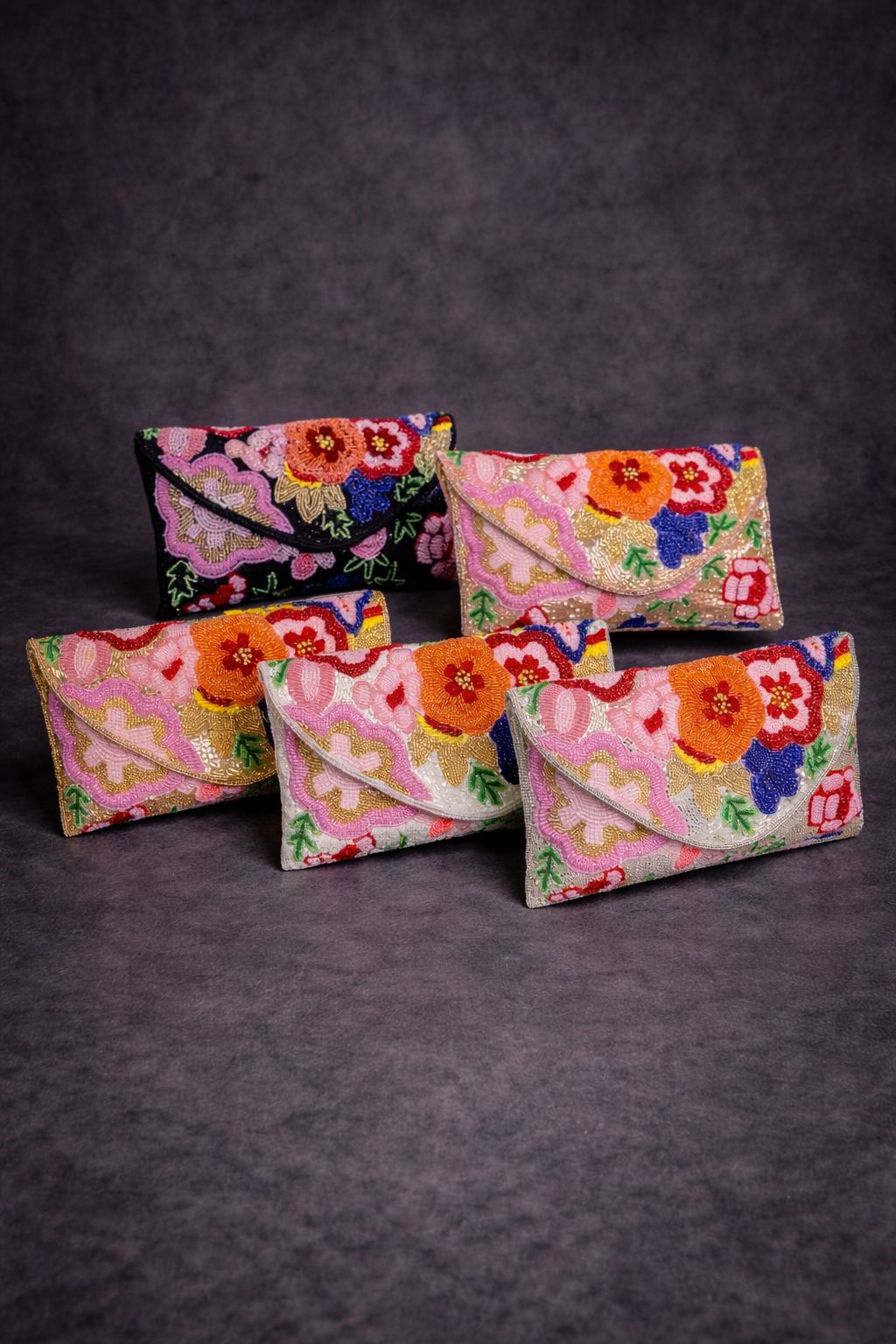 BloomCraft Floral Beaded Clutch