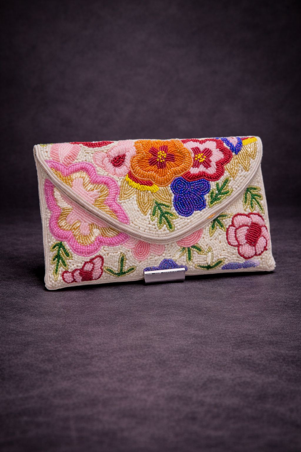 BloomCraft Floral Beaded Clutch