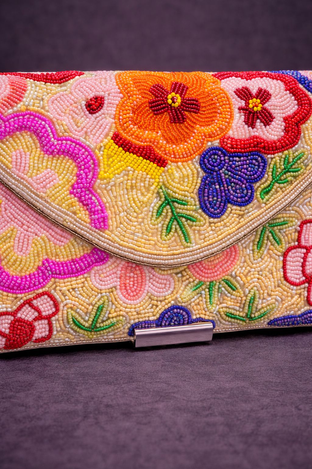 BloomCraft Floral Beaded Clutch