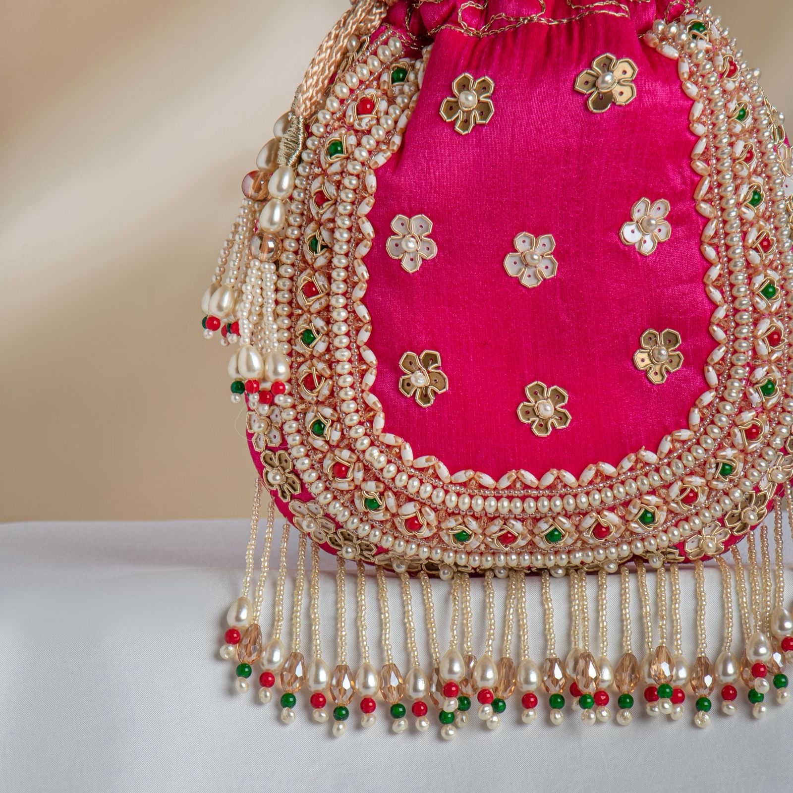 Noor Floral Kundan Potli Bag