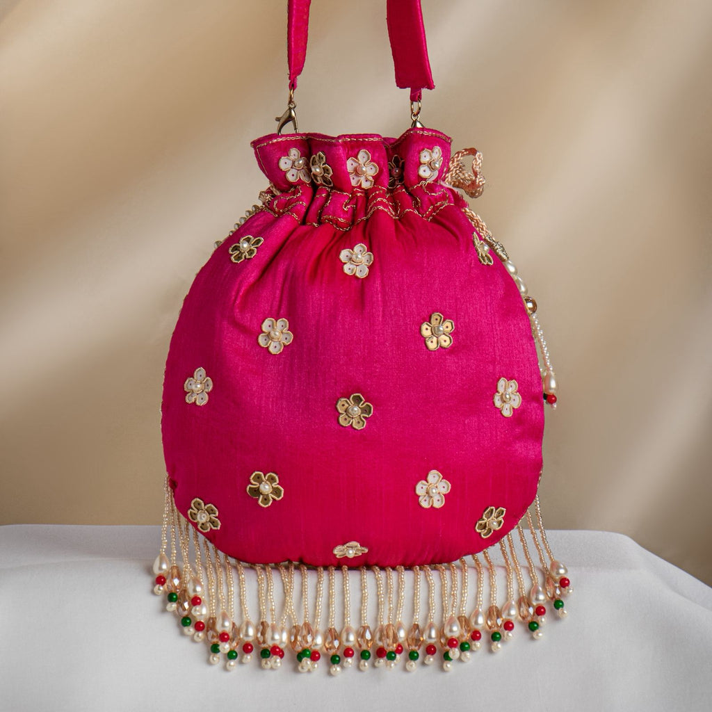 Noor Floral Kundan Potli Bag