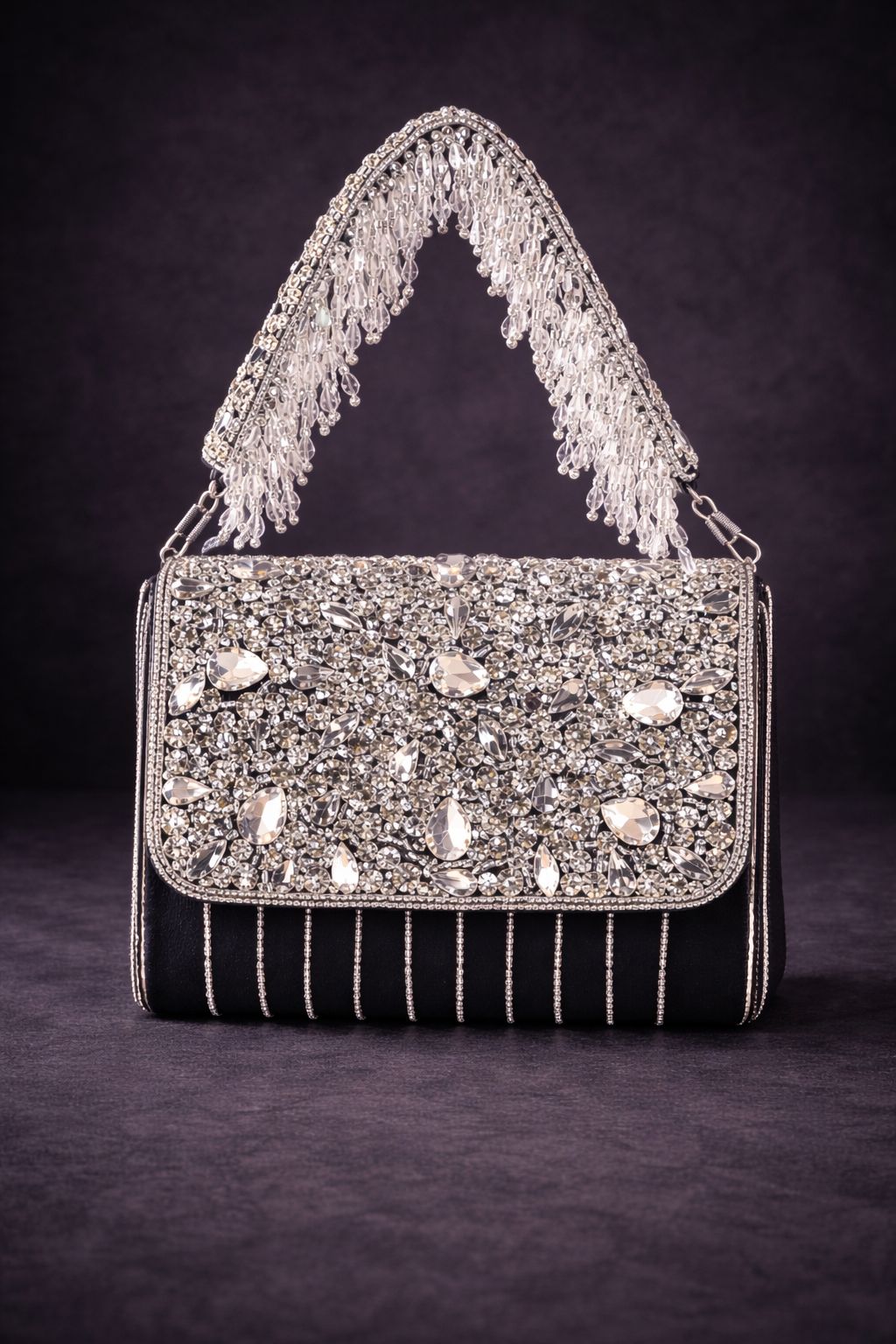 Silver Stardust Crystal Clutch