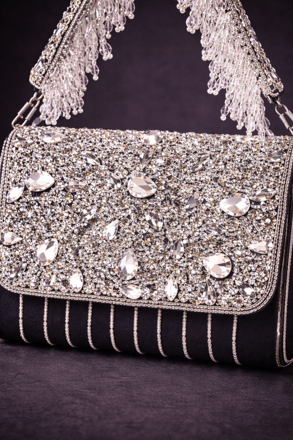 Silver Stardust Crystal Clutch