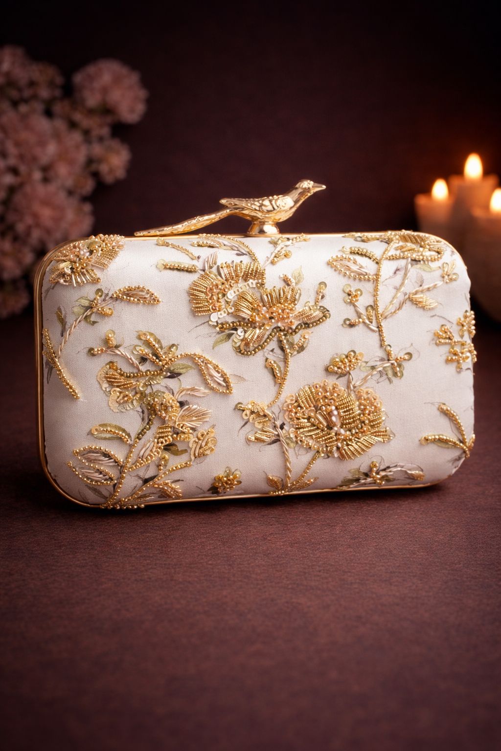 Ivory Royale Bloom Clutch