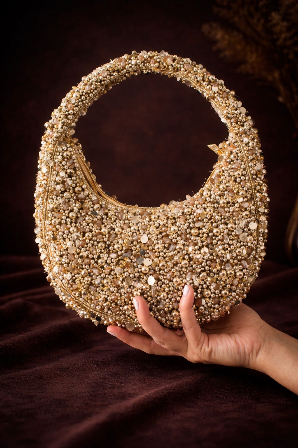 Golden Crescent Pearl Bag