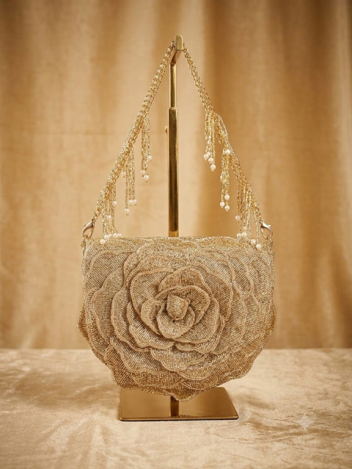 Crimson Bloom Beaded Bag