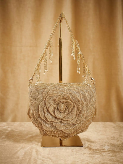 Crimson Bloom Beaded Bag