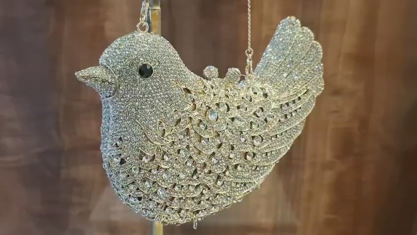Silver Dove Crystal Clutch