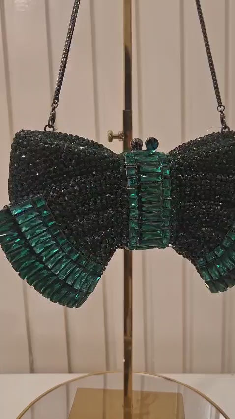 Green Crystal Belle Bow Clutch