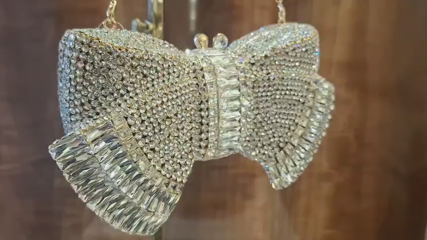Silver Crystal Belle Bow Clutch